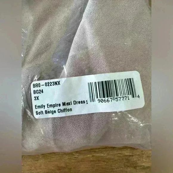 Show Me Your Mumu Emily Empire Maxi Dress ~ Soft Beige Chiffon ~ 3X~NEW IN POLY! - Picture 6 of 7